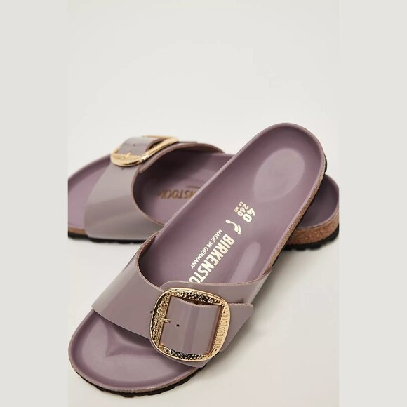 NEW Birkenstock 38-41 Madrid Big Hammered Buckle High Shine Sandals Faded Purple - Picture 1 of 6